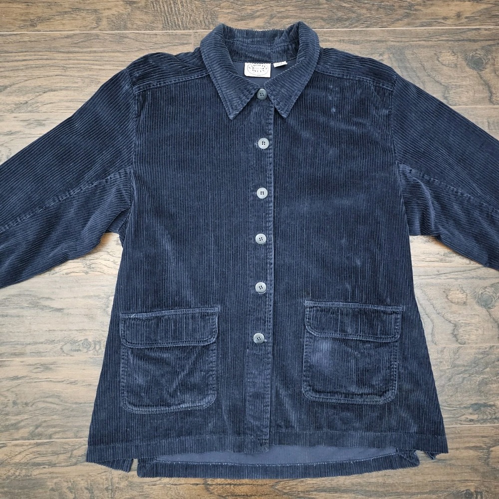 Vintage Carolina Blues‎ Women's 20W Blue Corduroy Button up Top Chore Pockets
